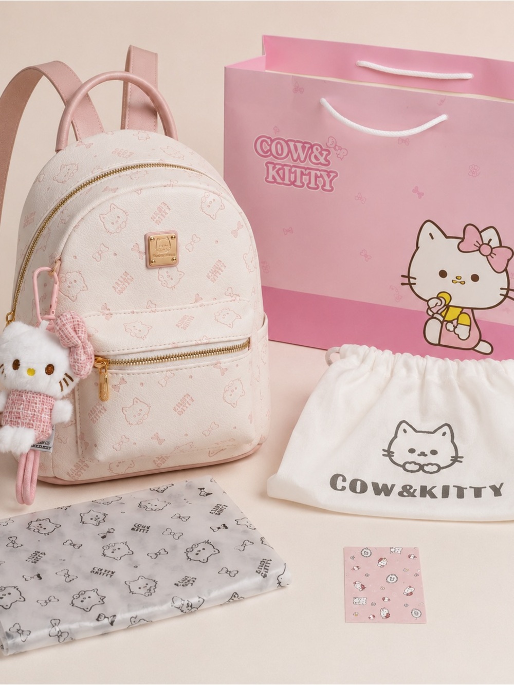 Pink Kids Mini Backpack with Plush Charm